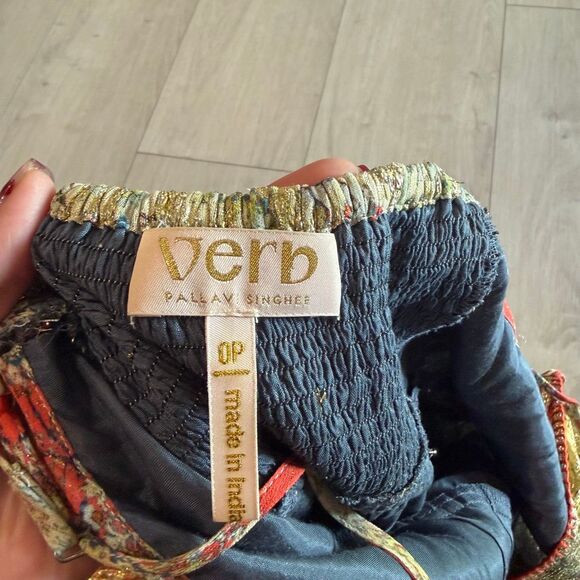 Verb by Pallavi Singhee Echo Tiered Maxi Dress in a multi-color metallic viscose - Picture 7 of 10